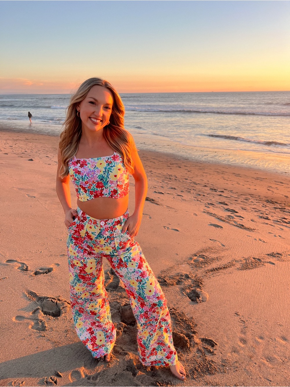 Floral Wide-Leg Summer Pants in Multicolor